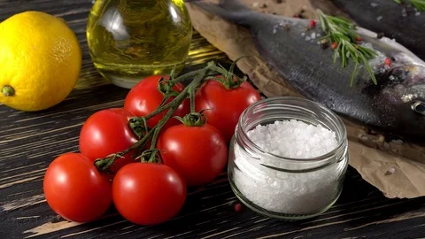 Fresh raw dorado and on table Stock Footage 75633257