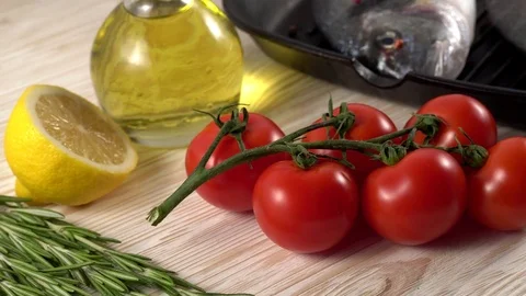Fresh raw dorado and on table Stock Footage 75634905