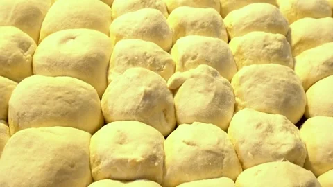 Fresh raw dough balls, top view Stock Footage 241412457
