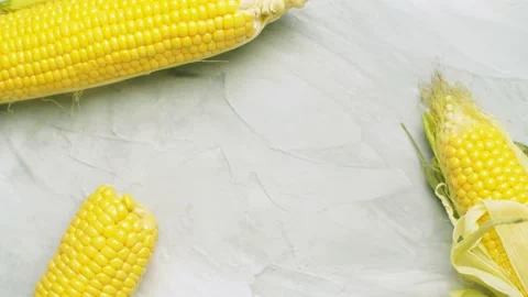 Fresh raw ears of corn Stock Footage 140345502