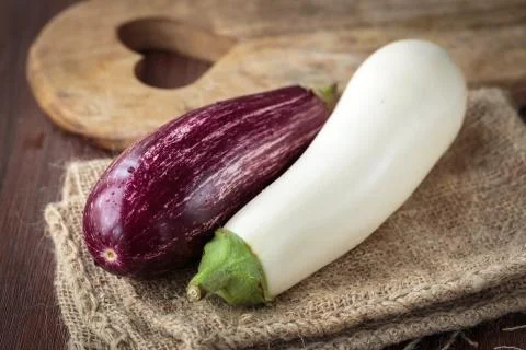 Fresh raw eggplants Stock Photos