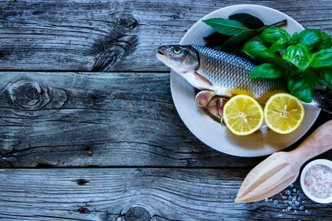 Fresh raw fish Stock Photos