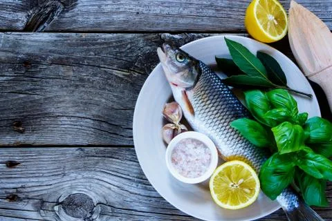 Fresh raw fish Stock Photos