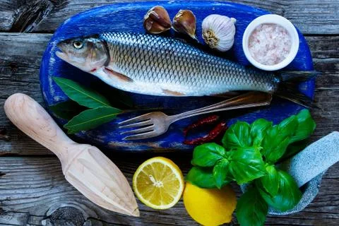 Fresh raw fish Stock Photos