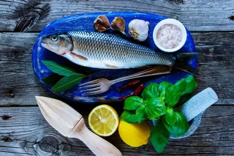 Fresh raw fish Stock Photos