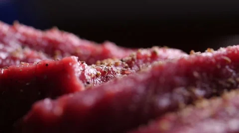 Fresh raw meat for steak on wooden cutting board Stock Footage 59083393