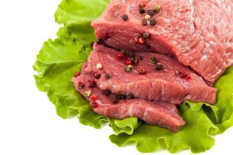 Fresh raw meat on a white background. Stock Photos