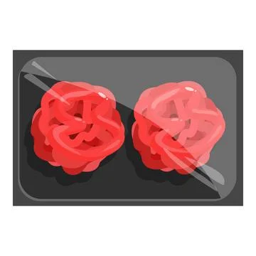Fresh raw minced meat cutlets lying on plastic black tray, food product Stock Illustration