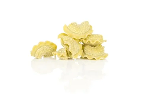 Fresh raw paste Creste di Gallo isolated on white Stock Photos