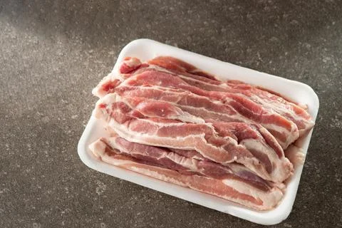 Fresh raw pork in packaging Stock Photos