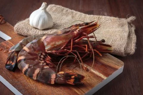 Fresh raw prawns Stock Photos