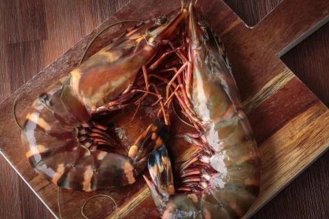 Fresh raw prawns Stock Photos