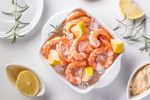 Fresh raw prawns Stock Photos