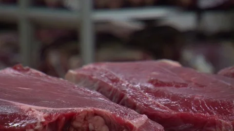 Fresh raw red beef meat big steak  Video stock 85710584