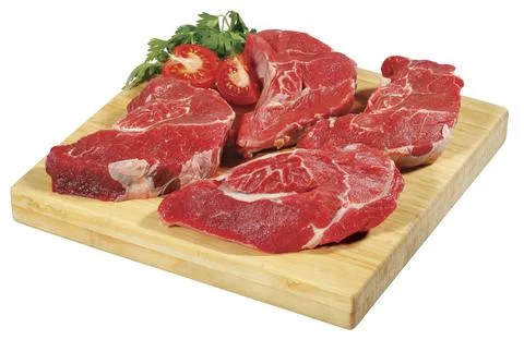 Fresh raw red beef meat big steak chunk Stock Photos