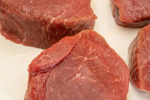 Fresh raw red meat texture closeup, marbled meat Stock Photos