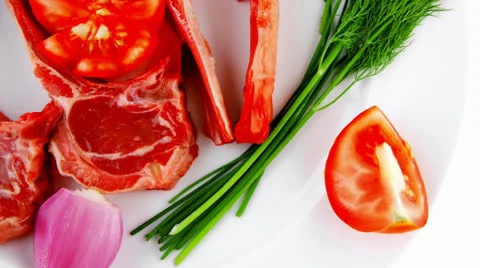 Fresh raw ribs on plate 库存影片 25413669