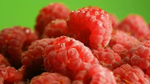 Fresh raw ripe red raspberry, closeup Stock Footage 157205719