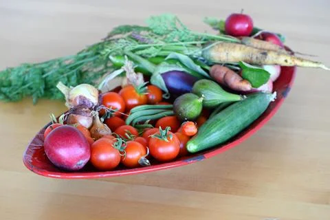 Fresh raw rustic vegetables from the vegetable garden. Stock Photos