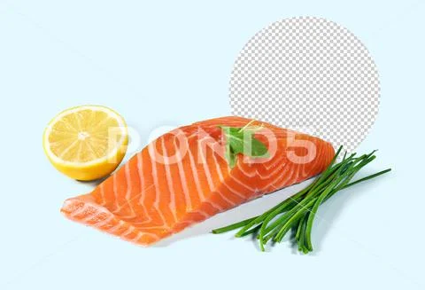 Fresh raw salmon fish fillet, mockup PSD Template