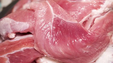 Fresh raw sliced meat close up Video stock 135727795