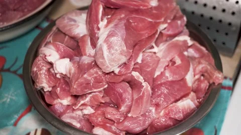 Fresh raw sliced meat close up 库存影片 135727978