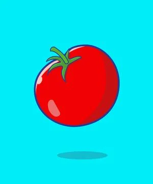 Fresh raw tomato cartoon vector icon illustration. Stock Illustration