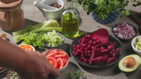 Fresh raw vegetables Video stock 281910472
