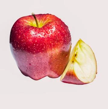 Fresh red apple and half of apple Stock Photos