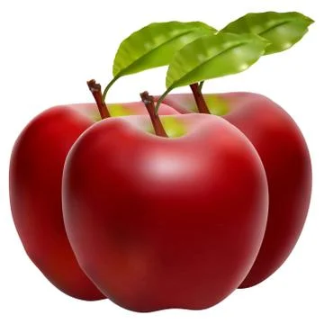 Fresh Red Apple And Leaf With Gradient Mesh Stock Illustration