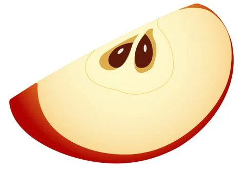 Fresh Red Apple Slice Isolated on Light Background Vector Illust Illustrazione stock