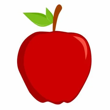 Fresh Red Apple Vector Illustration with Green Leaves, Healthy Organic Fruit Min Stock Illustration