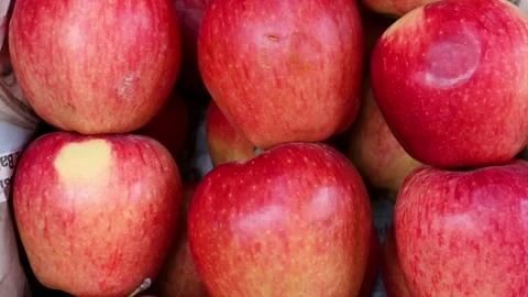Fresh red apples in a crate Stock Footage 338167267