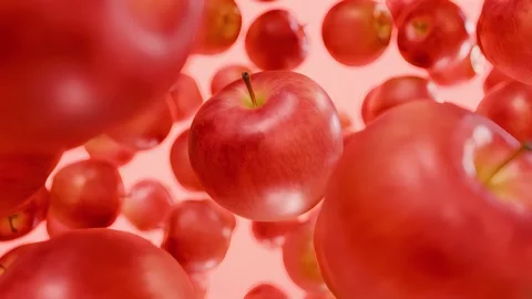 Fresh red apples falling and floating in the air Stock Footage 329562227