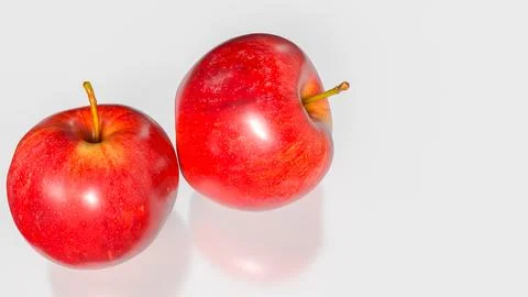 Fresh Red Apples Pair Isolated On Clean Background 3d render.. Stock Illustration