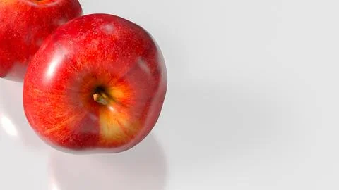 Fresh Red Apples Pair Isolated On Clean Background 3d render.. Ilustração Stock