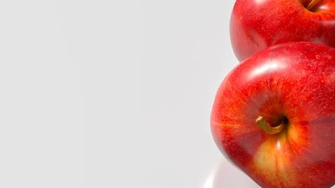 Fresh Red Apples Pair Isolated On Clean Background 3d render.. Ilustração Stock