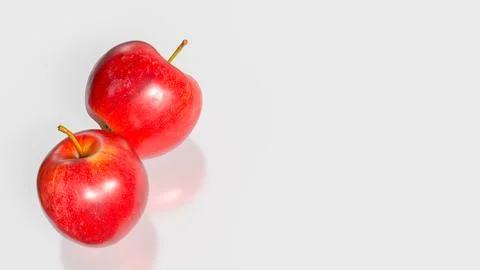 Fresh Red Apples Pair Isolated On Clean Background 3d render.. Ilustração Stock