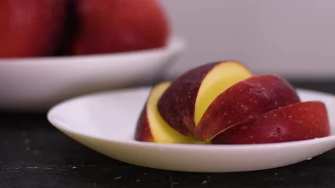 Fresh red apples slices. Stock Footage 186988804