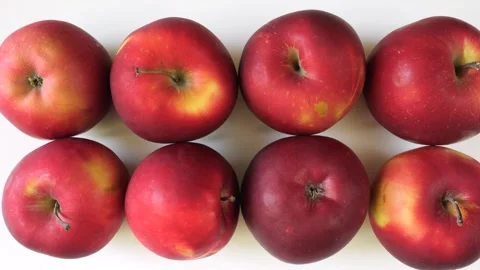 Fresh red apples on white background Stock Footage 335836478