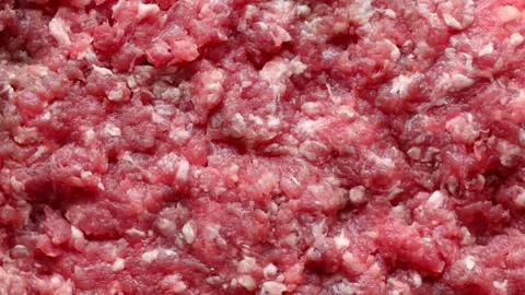 Fresh red beef minced meat circle rotation close up Stock Footage 262229051