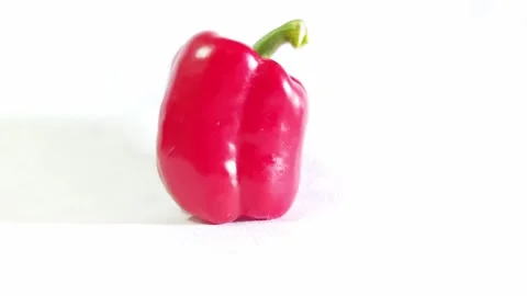 Fresh red bell pepper isolated on white background. Stock Footage 340720584