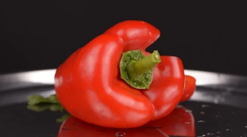 Fresh red bell pepper rotating Stock Footage 65227804