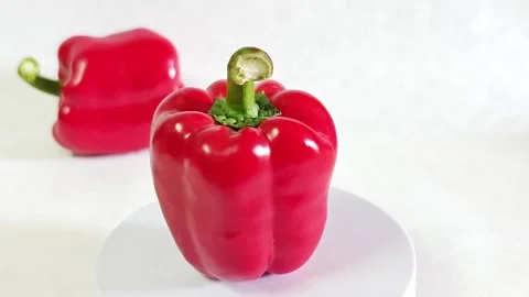 Fresh red bell pepper on white background. Stock Footage 340937768
