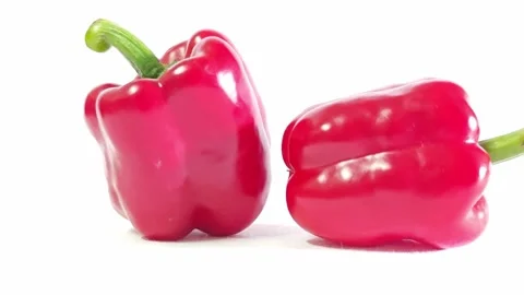 Fresh red bell peppers on a white background. Stock Footage 340720522