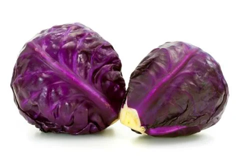 Fresh red cabbage vegetable on white background Stock Photos