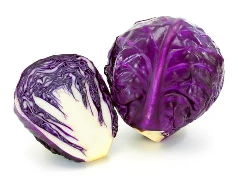 Fresh red cabbage vegetable on white background Stock Photos
