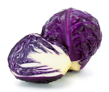 Fresh red cabbage vegetable on white background Stock Photos