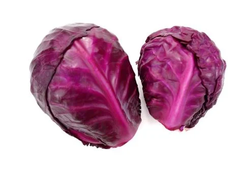 Fresh red cabbage vegetable on white background Stock Photos