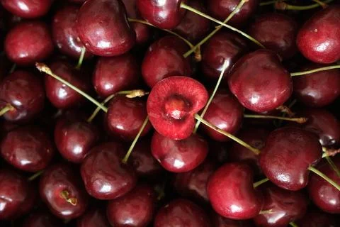 Fresh red cherries close-up Stock Photos